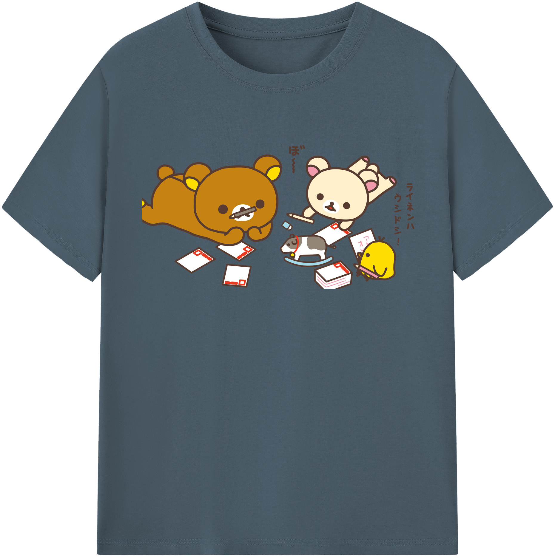 （画像用） リラックマ リラックマ キイロイトリ Rilakkuma Korilakkuma Kiiroitori 綿100％半袖Tシャツ（フロントプリント）
